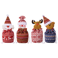 Nouveau sac fourre-tout de Noël tendance avec motif Père Noël et bonhomme de neige, en tissu super doux en fibres de polyester, sacs cadeaux fabriqués en Chine
