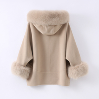 PUDI – manteau en vraie fourrure de renard pour femme, manteau en laine mélangée, veste, châle, Poncho, nouvelle collection hiver 2021, Z21160