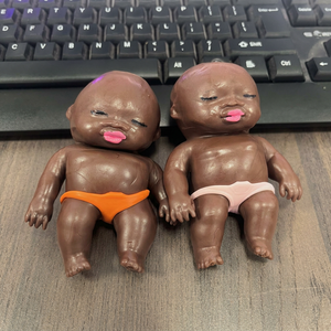 ตุ๊กตาบีบลดความเครียดสีดำ ของเล่นบีบมือยางรูปคนผิวสีดำ ของขวัญตลกขบขัน ของเล่นบีบแล้วคืนรูปช้าๆ - Product Image 3