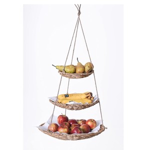 Handmade Bohemian 3-Tier Rustic New Multifunctional Custom Size <b>Hanging</b> Storage <b>Baskets</b> seagrass water hyacinth natural color - Product Image 1