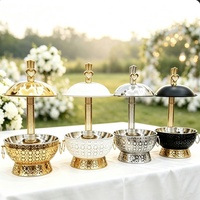 Ensemble de réchauds de luxe en acier inoxydable doré de 8 L de qualité alimentaire professionnelle avec couvercle pour buffet et service traiteur