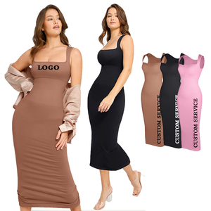 2025 Thiết Kế Mới Tummy Kiểm Soát Được Xây Dựng Trong Shaplass Dài Bodycon Ăn Mặc Phụ Nữ Giản Dị Không Tay Ăn Mặc - Product Image 1