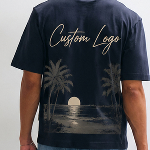 Camiseta de Manga Corta con Cuello Redondo y Logotipo Azul Personalizado OEM, Camiseta de Hombre de Alta Calidad, Suave y Elástica, 100% Algodón - Product Image 2