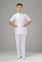 Tenues médicales d'hôpital pour hommes, respirantes et confortables, à col montant, uniformes d'infirmier en tissu sergé avec fermeture éclair et fonction de détection d'aiguilles