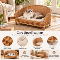 Panier-lit pour animaux de compagnie en rotin naturel tressé à la main pour chats, petits chiens, maison, hôtel, Airbnb, meubles pour animaux de compagnie haut de gamme