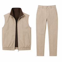 Ensemble pantalon et chemise décontracté pour homme à col en V - Vêtements de printemps de haute qualité, confortables et respirants