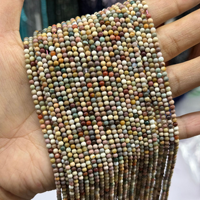 Perles rondes lisses en malachite naturelle, turquoise et fluorite de 3 mm, brin de 38 cm pour la fabrication de bijoux