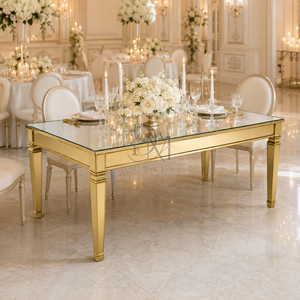 Mesa Rectangular Premium de Acero Inoxidable con Espejo en la Parte Superior, Diseño de Cuatro Patas para Banquetes de Boda, Eventos de Hotel, Suministro al por Mayor - Product Image 5