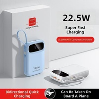 Batterie externe en plastique à charge ultra-rapide 225W, 20 000 mAh, batterie au lithium polymère ternaire, livrée avec quatre câbles, certifiée 3C, portable