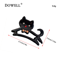 Barrette à cheveux Dowell en acétate incrustée de diamants, motif chat de dessin animé