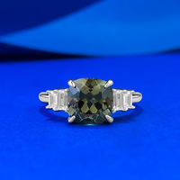 Nouvelle bague en argent S925 de la série Forêt, couleur vert émeraude, avec diamant carré épais, design tendance et de niche pour le doigt