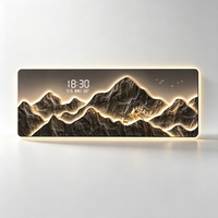 Décoration murale luxueuse avec paysage de montagne rétroéclairé par LED - Décoration de salon de grande taille, avec éclairage à lumière chaude