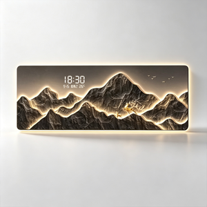 Lussuosa Decorazione Murale con <span class=keywords><strong>Paesaggio</strong></span> Montano Retroilluminato a LED - Decorazione per Soggiorno <span class=keywords><strong>di</strong></span> Grandi Dimensioni, con Illuminazione a Luce Calda - Product Image 1