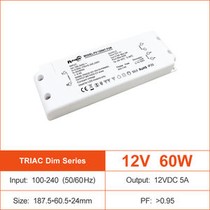60W Triac 5 in 1 Dimmable 100-240VAC-DC <b>12V</b> 24V 48V Constant Voltage <b>LED</b> <b>Driver</b> IP20 Indoor Plastic Case <b>LED</b> Power Supply Hotel - Product Image 4