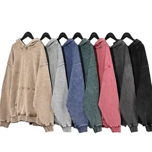 100% Cotton High Quality 420gsm New Style Retro Batik Long Sleeve Custom Distressed Wash Mens Hoodies