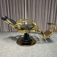 Fauteuil de Barbier Hydraulique Classique Rétro Rose Doré pour Salon de Coiffure et Barbier, Style King Beauty