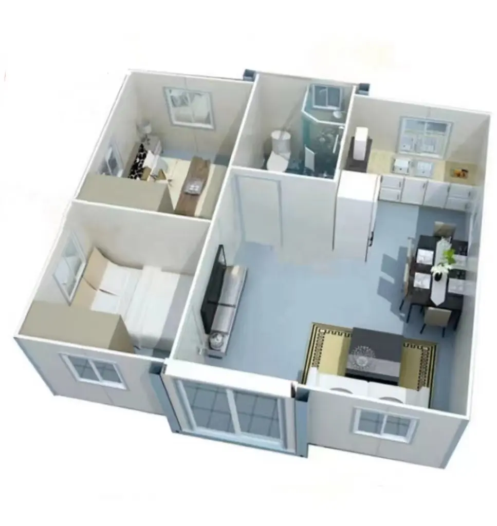 Готовый сборный дом с 3 спальнями, сборный модульный дом, расширяемый контейнер, стальной, современный, индивидуальный цвет