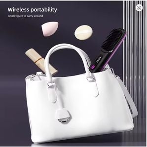 Peigne chauffant électrique <span class=keywords><strong>en</strong></span> céramique LCD USB, sans fil, portable, avec ions négatifs, outil de coiffage rechargeable, <span class=keywords><strong>brosse</strong></span> lissante - Product Image 4