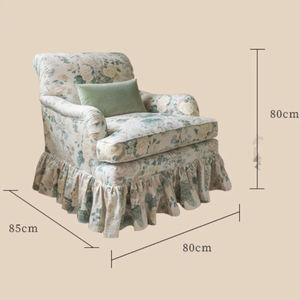 Fauteuil vintage français à motifs floraux, en bois massif, avec tissu rétro, pour salon, chambre ou décoration de villa - Product Image 6