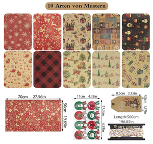 Tùy Chỉnh Món Quà Giáng Sinh Gói 10 Món Quà Giáng Sinh Gói Giấy Kraft Retro Gói Giấy Nâu Năm Mới, Giáng Sinh - Product Image 5