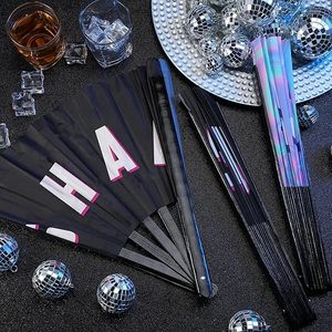 Customized Personalized 13 Inch Kungfu Fan UV Glow Big Clack <b>Disco</b> Folding Fan for Rave - Product Image 3