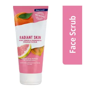 ฉลากส่วนตัวธรรมชาติมะนาวสีชมพูและส้มแมนดาริน Radiant Skin Face Scrub Exfoliator ทำความสะอาด Facial Scrub