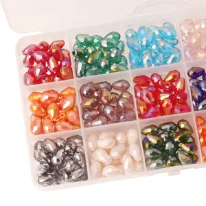 8*12mm Wholesale Water Drop Crystal Glass Beads for Jewelry Making Craft Beads with Container Box for DIY Bracelet Necklace Gift