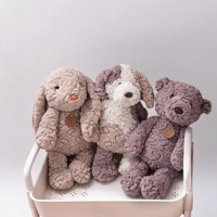 Ensemble de jouets en peluche en tissu de coton ondulé doux, lapin aux oreilles tombantes, rembourré de coton PP personnalisé, anti-stress, cadeau pour bébé