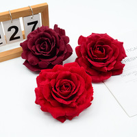 Aierflorist Rose velours de 11 cm, grande fleur pour décoration murale de mariage, tête de fleur pour bouquet ou cadeau