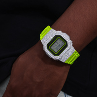 Accessoires de modification pour montre DW5600 : Lunette pavée de moissanite VVS de tailles variées, style 'Buss Down' et 'Iced Out', Pièces de montre en gros