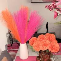 Bunga Dekorasi Pernikahan Buatan Lembut Warna Blush, Ranting Rumput Pampas Buatan Berwarna untuk Dekorasi Rumah
