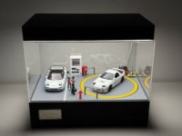 Modèle de garage de stationnement rotatif à l'échelle 1/64 avec plateau tournant pour drift, diorama d'exposition pour voitures miniatures (20x18x12.5cm)