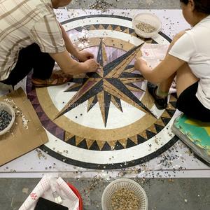 Mosaïque <span class=keywords><strong>de</strong></span> sol en marbre rond en <span class=keywords><strong>pierre</strong></span> naturelle, design <span class=keywords><strong>de</strong></span> boussole, motifs <span class=keywords><strong>de</strong></span> mosaïque, art mural, décoration d'entrée <span class=keywords><strong>de</strong></span> villa, murale en mosaïque - Product Image 2