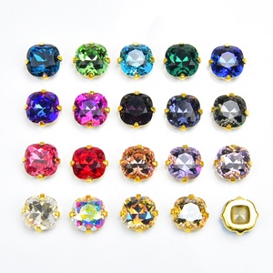 Chất lượng cao nhất may trên nút Rhinestone 10mm hình bát giác K9 pha lê với thiết lập móng vuốt Vàng - Product Image 1
