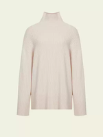 Ensemble deux pièces en cachemire 100 % pour femme, tricot côtelé vertical, haut en maille oversize à col cheminée, pantalon droit, tenue décontractée et confortable