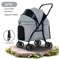 Poussette pour animaux de compagnie 3-en-1 détachable - Chariot léger et pliable pour chiens et chats avec poignée rotative, panier en maille et sac de rangement