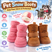 Bottes pour chien doublées de polaire, chaussures d'hiver pour animaux de compagnie, motif empreinte de patte, sangle réglable auto-agrippante, chaussures pour chiot