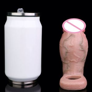 FAAK Thick Realistic Penis Sleeve Large Open-ended Silicone <b>Dildo</b> Sheath Delay Ejaculation Cock Enlargement Sex Toys for Men - Product Image 5