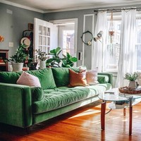 Canapé sectionnel moderne en velours vert foncé, canapé droit de luxe en tissu pour projets hôteliers et résidentiels