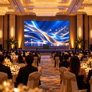 Écran LED pliable ultra-large de 163 pouces P1.87, affichage LED sur roues relevables pour les événements annuels et les banquets des grands hôtels - Product Image 3