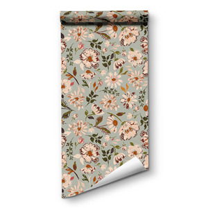<span class=keywords><strong>Papier</strong></span> <span class=keywords><strong>peint</strong></span> floral vintage à coller, vert sauge, fleurs dessinées à la main, autocollant amovible en vinyle, murale pour la décoration de la maison - Product Image 5