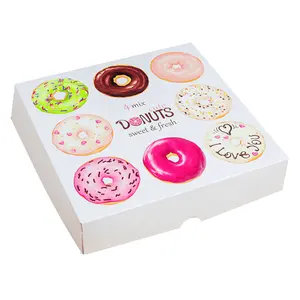 Donuts için toptan özel Logo çerez Mochi Waffle unlu gıda konteynerler dikdörtgen özel Donut kutuları