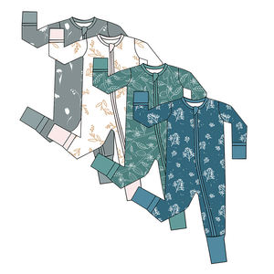 Mameluco Unisex de diseño <span class=keywords><strong>personalizado</strong></span> para bebé, mono de bambú, ropa de bebé, trajes para niños, PIJAMAS - Product Image 2