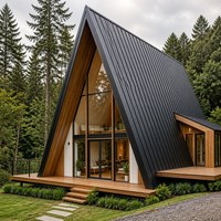 Cabane préfabriquée en structure acier en forme de A, maison de vacances mobile étanche, mini-maison triangulaire