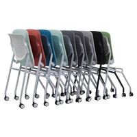 Chaise de bureau ergonomique moderne en maille, réglable en hauteur, pliable, à dossier ouvert, empilable et rotative, pour la formation, vente en gros sur mesure