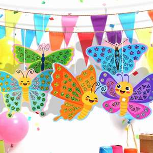 DIY Travel Activities Essentials Toddler Birthday <b>Present</b> Butterfly Tags Art Craft Paper Foil Stickers for Boys Girls - Product Image 1