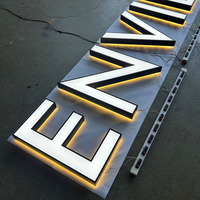 Lettres de signalisation LED 3D, éclairées par l'avant et le dos, halo lumineux, lettres personnalisées avec logo, face en acrylique, acier inoxydable