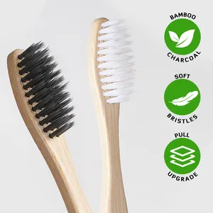 Toothbrush With Package Reusable Biodegradable Eco Friendly Natural Organic Bamboo Charcoal Toothbrush