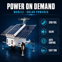 Tour d'éclairage mobile solaire à levage hydraulique, 1300W LED, montée sur remorque, pour travaux de construction en extérieur