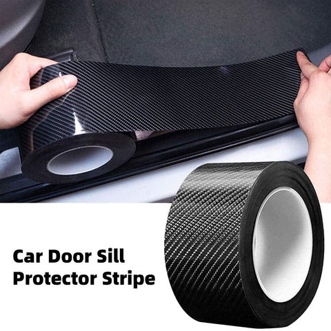 Self Adhesive Black PVC Waterproof Masking Wrap Carbon Fiber Car Sticker Protector Strip Auto Door Sill Side Anti Scratch Tape